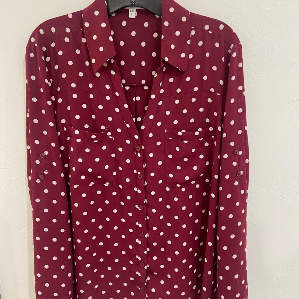 Express Portofino Burgundy polka-dot Blouse